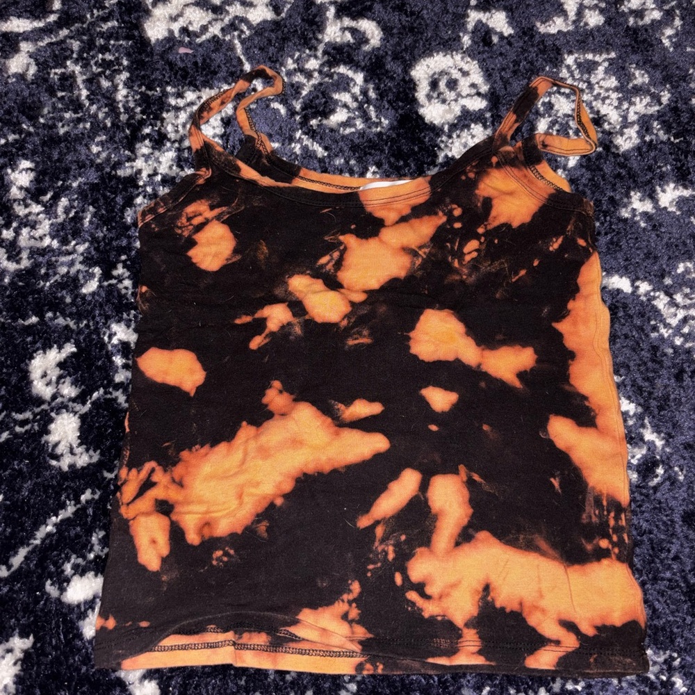 Tie-Dye Women's Tank Top - Orange and Black